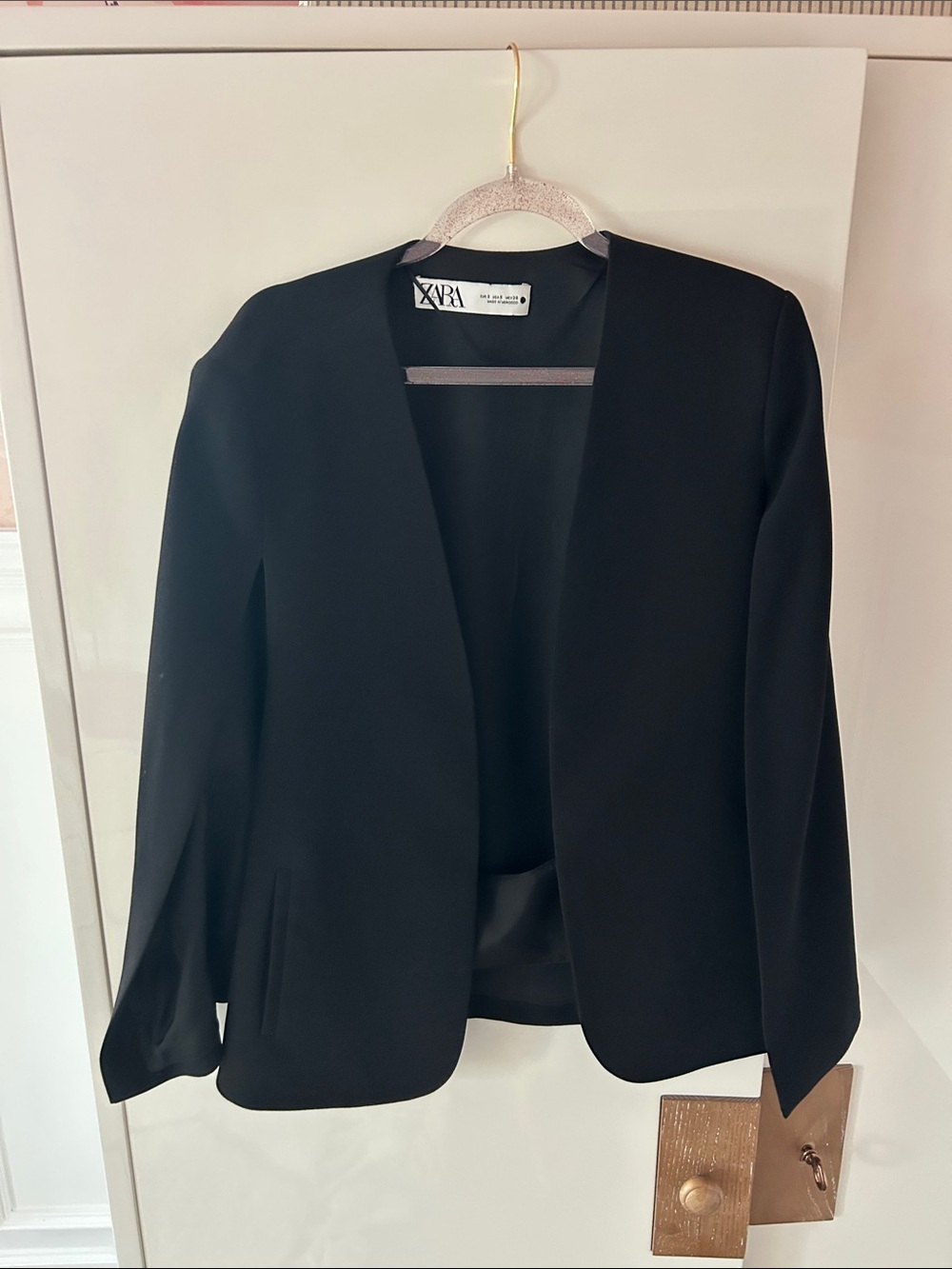 Zara Black Cape Open-Front Blazer